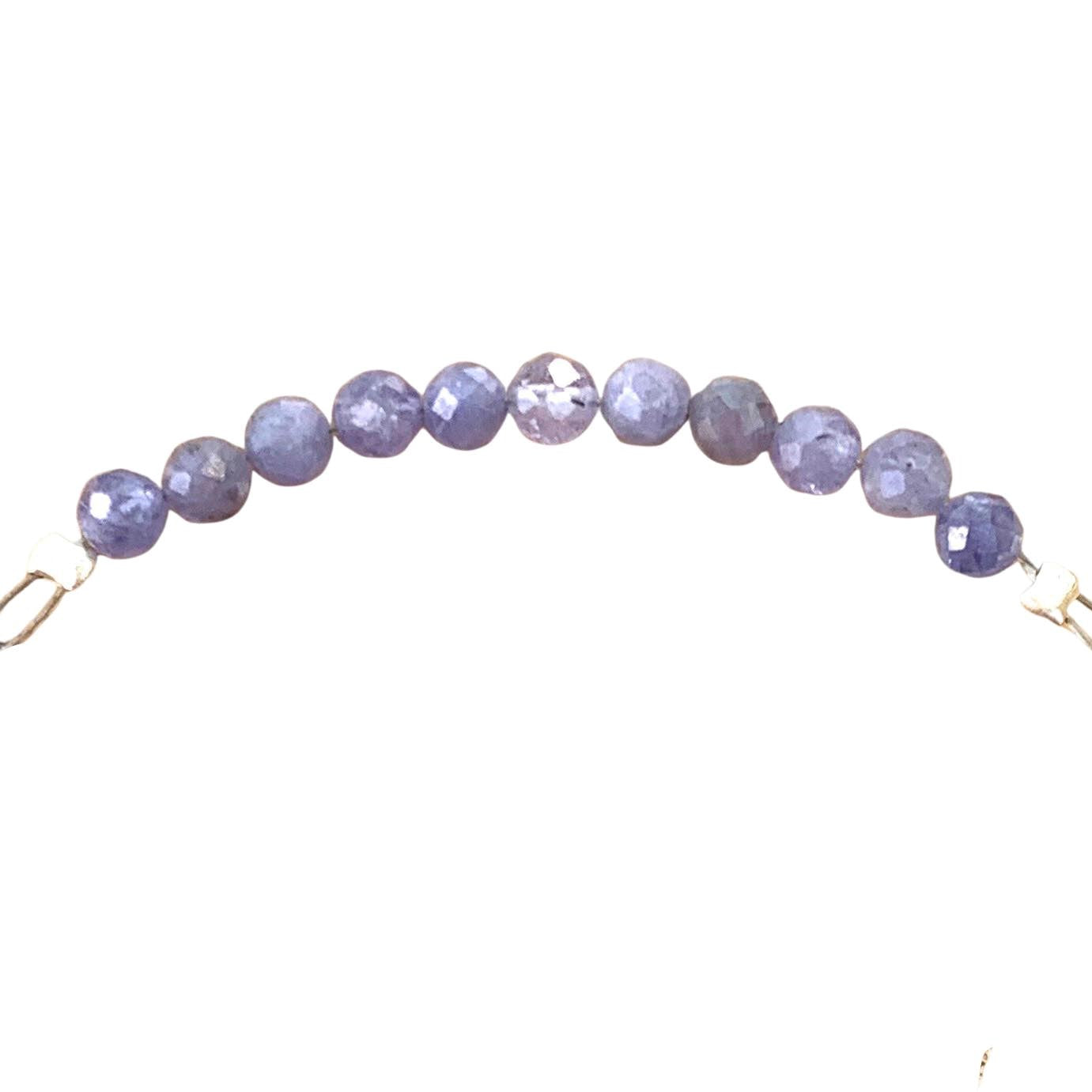 Tanzanite Bracelet Faceted Round Beads with Adjustable Chain (December)