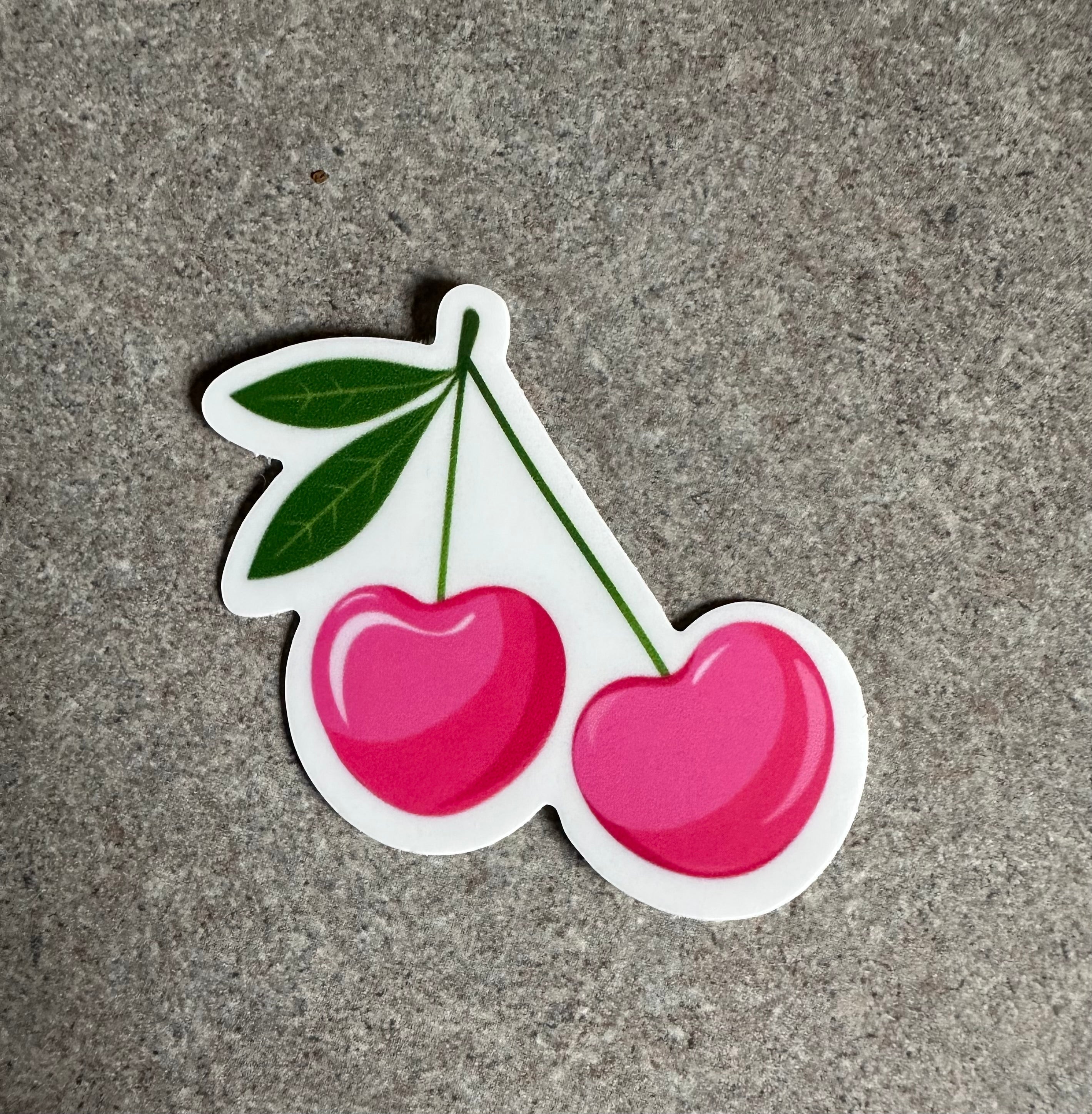Heart Cherries Vinyl Sticker, 1.8" x 2.0"