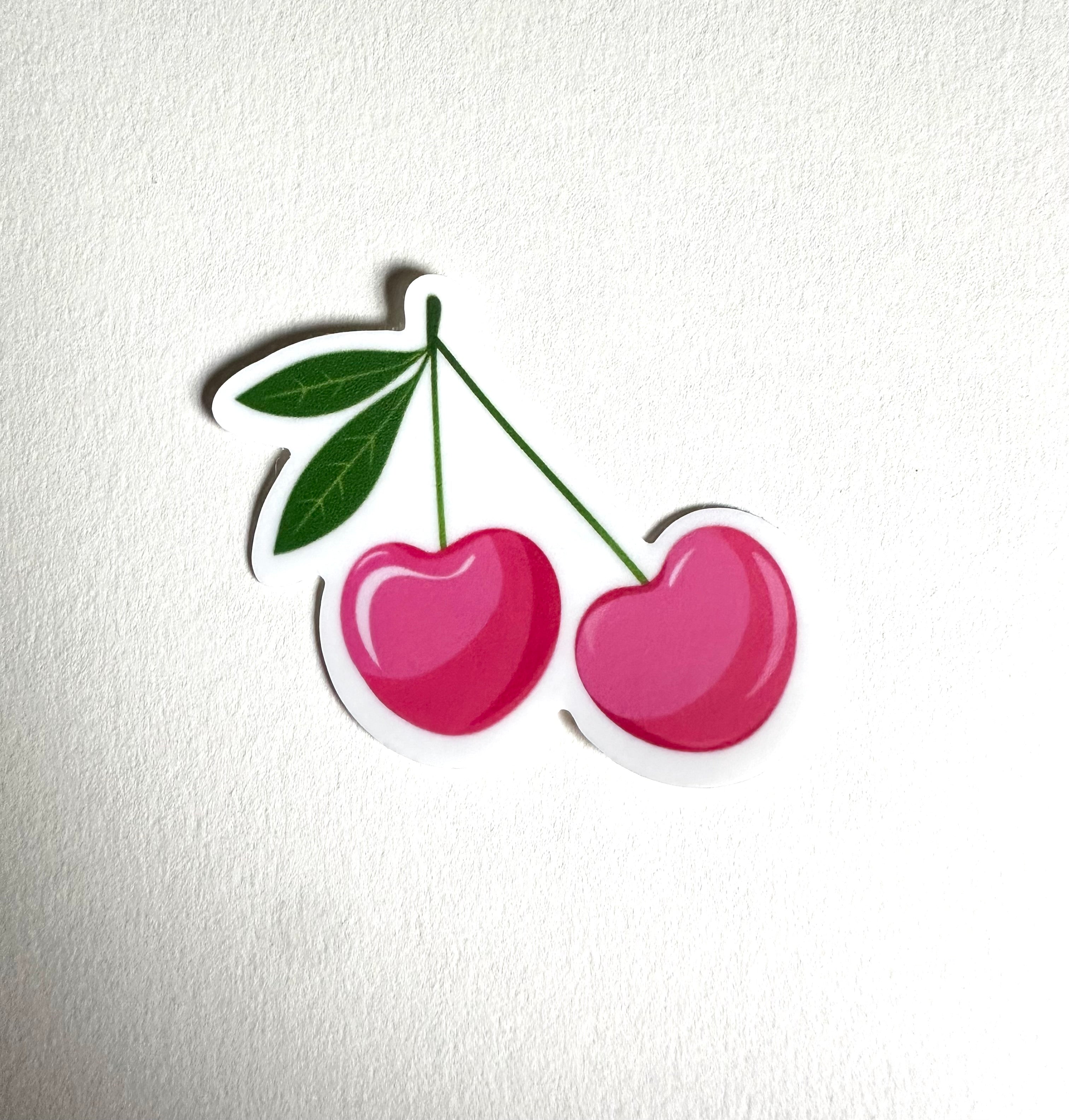 Heart Cherries Vinyl Sticker, 1.8" x 2.0"