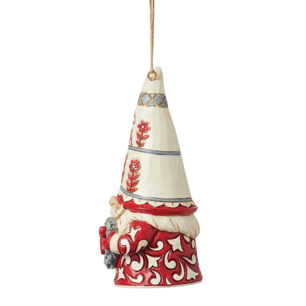 Nordic Noel Gnome with Heart Wreath - Ornament