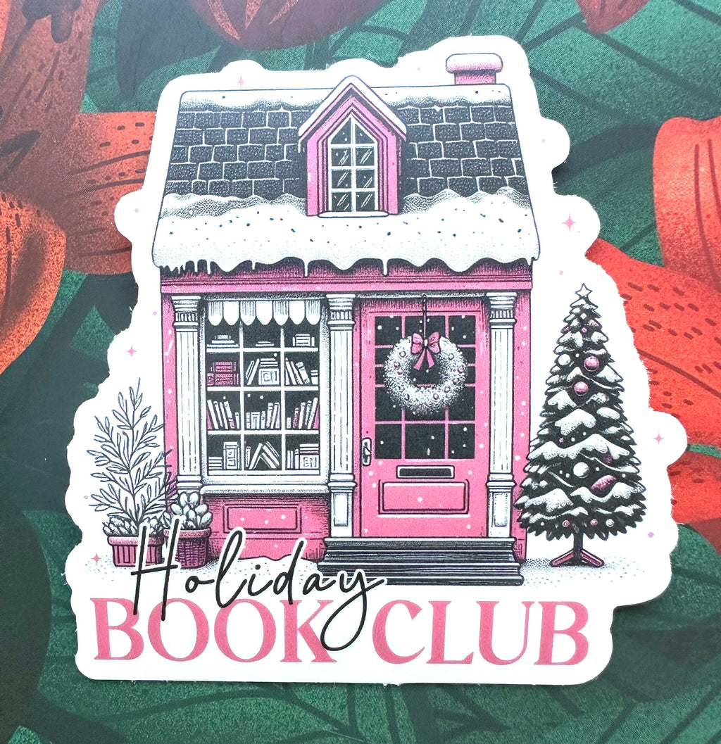Holiday Book Club Sticker, 2.8" x 3.0"