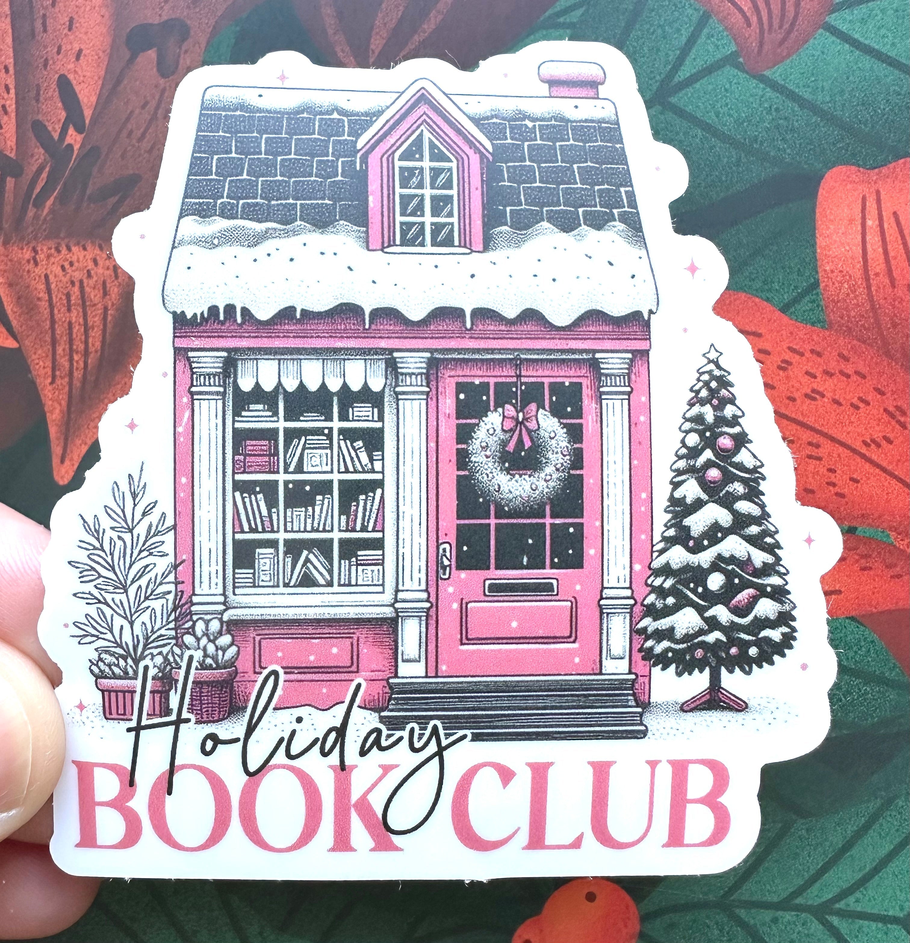 Holiday Book Club Sticker, 2.8" x 3.0"