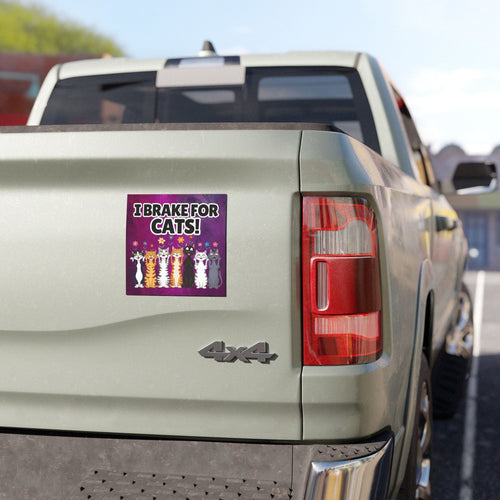 "I Brake for Cats" Funny Cat Car Magnet