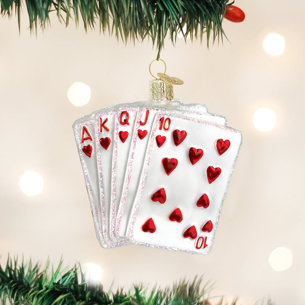 Royal Flush Glass Blown Ornament