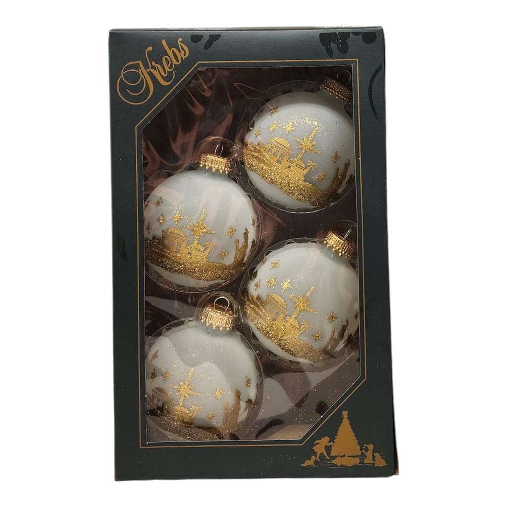 Krebs Value Glass Ornament 4 pack - Golden Nativity