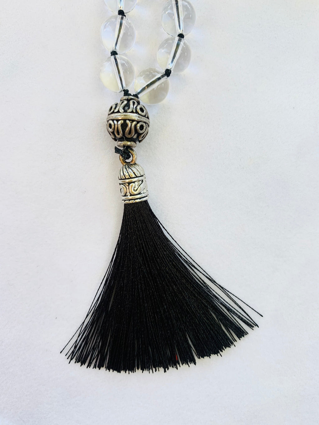 Theia Mala - Clarity - Rainbow Sheen Obsidian, Tourmalated Quartz, Clear Quartz