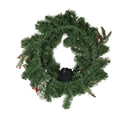 24" Battery-Operated Holly with Berries and Pinecones Pre-Lit LED Wreath