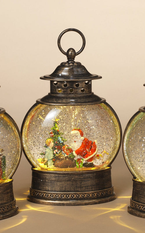 11" Lighted Glitter Water Lantern - Santa