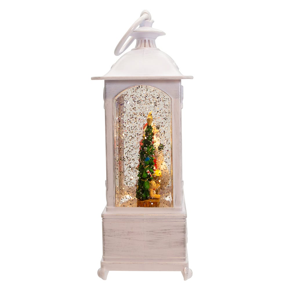 Battery Operated Warm White LED Lighted Santa With Gifts Lantern
