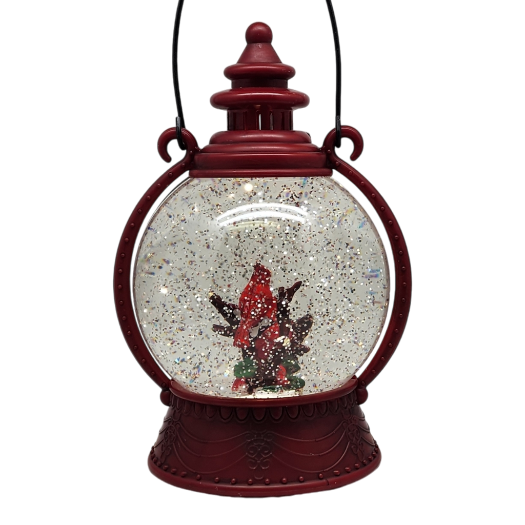 Cardinal Lighted Spinning Water Globe - On Sticks