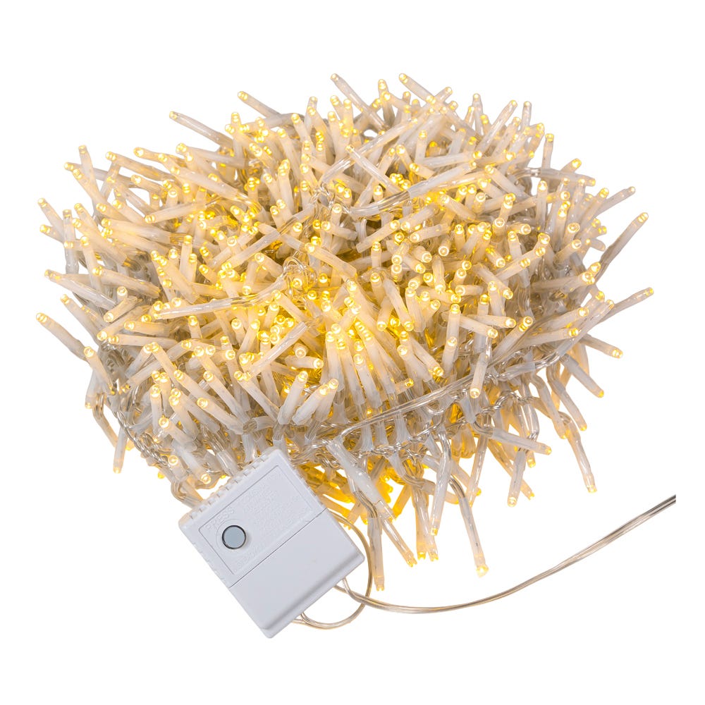 1000-Light Warm White LED Clear Wire Cluster Garland