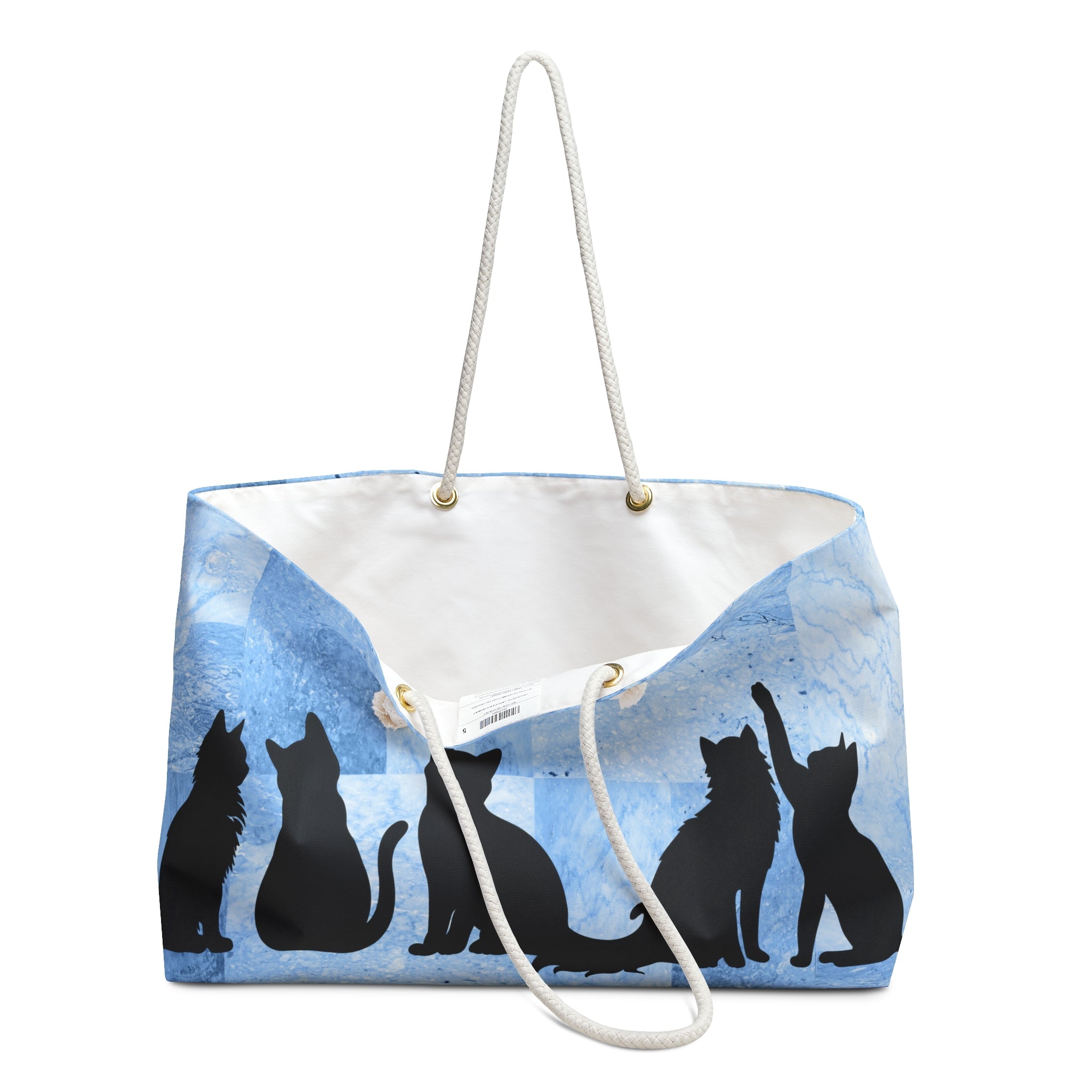 Cat Silhouette Weekender Tote Bag – Blue Cats Beach Bag