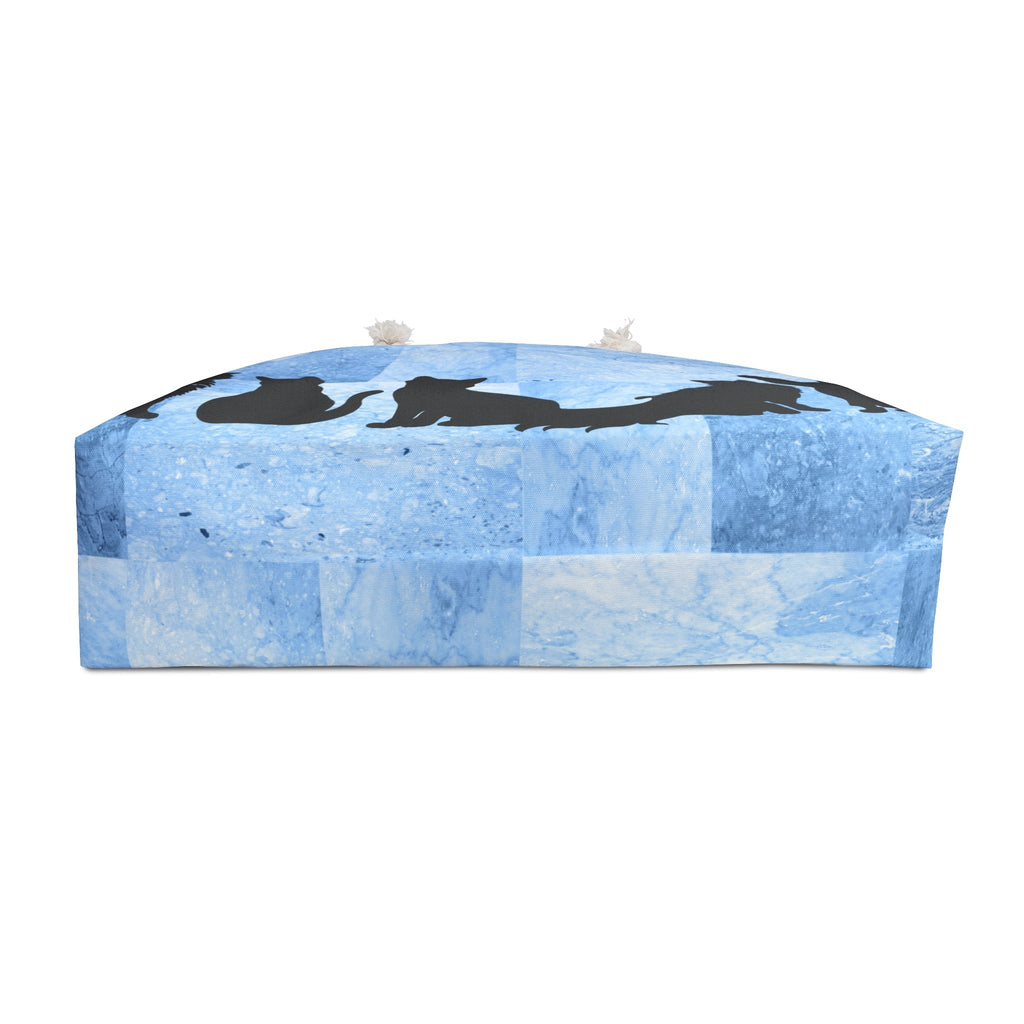 Cat Silhouette Weekender Tote Bag – Blue Cats Beach Bag