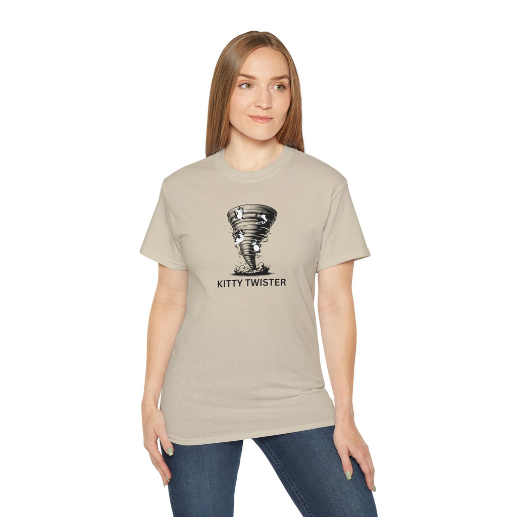 Kitty Twister Unisex Ultra Cotton Tee – Cat Tornado Funny Cat Shirt