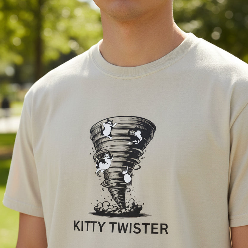 Kitty Twister Unisex Ultra Cotton Tee – Cat Tornado Funny Cat Shirt