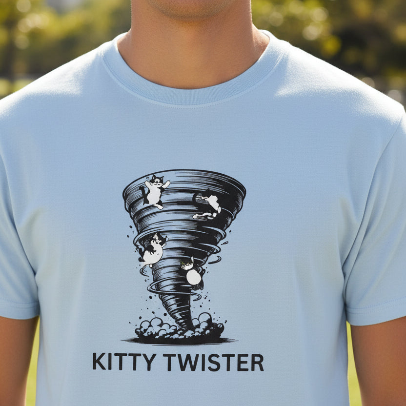 Kitty Twister Unisex Ultra Cotton Tee – Cat Tornado Funny Cat Shirt