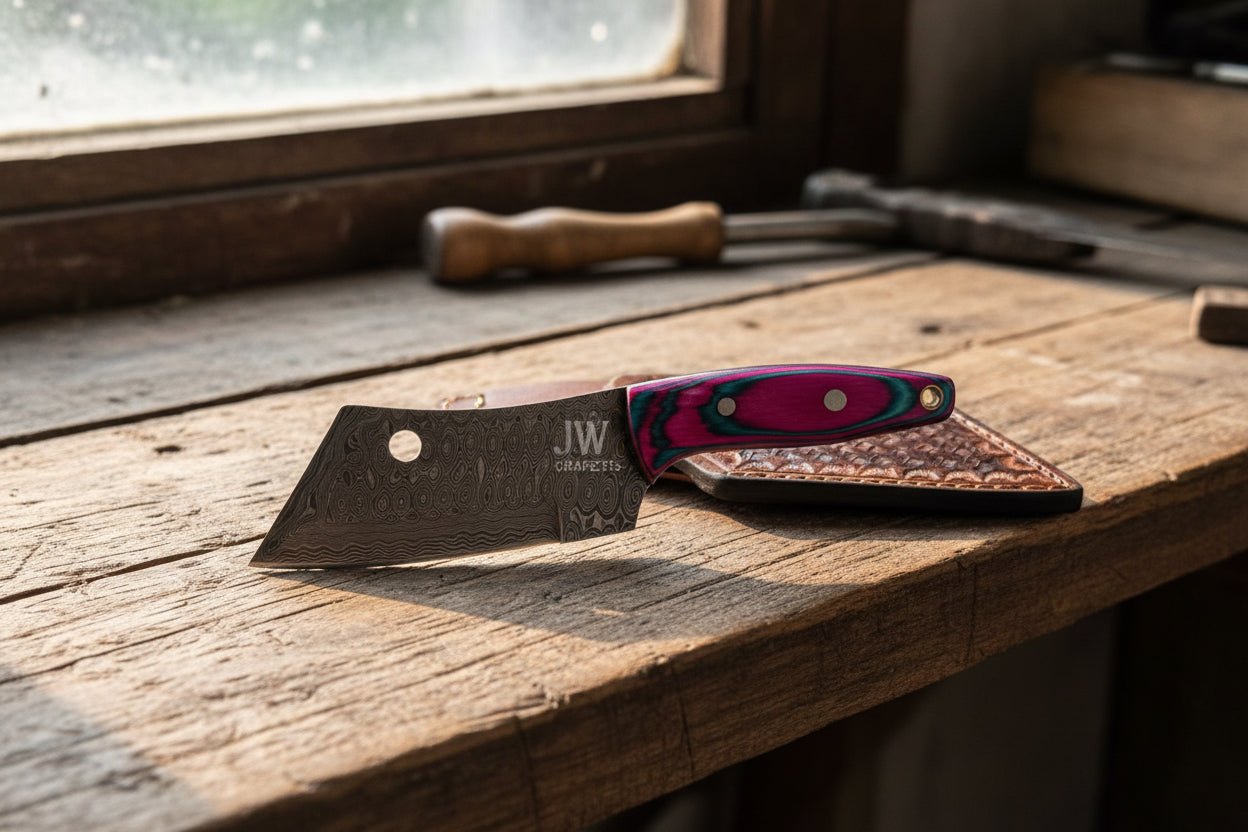 Ko-Bunka Knife Damascus Steel, Reverse Tanto