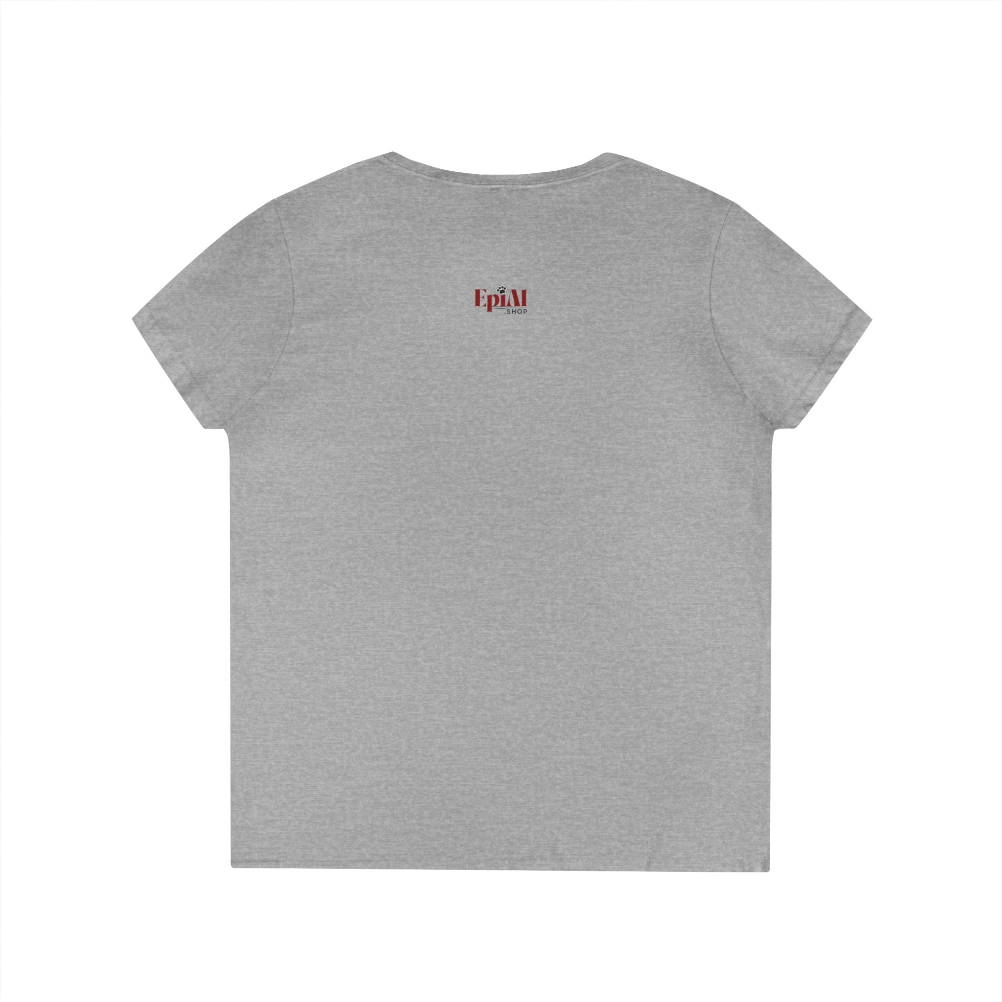 Ladies' V-Neck T-Shirt - 'I'd Rather Be Home With My Cat' - Cat Lover Tee