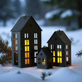 13.5"&9.5"&5.5"H Village Farmhouse House Candle Holders for Home Decor Patio Wedding