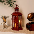 10“H Vintage Hanging Lantern(Red with Black Brush)