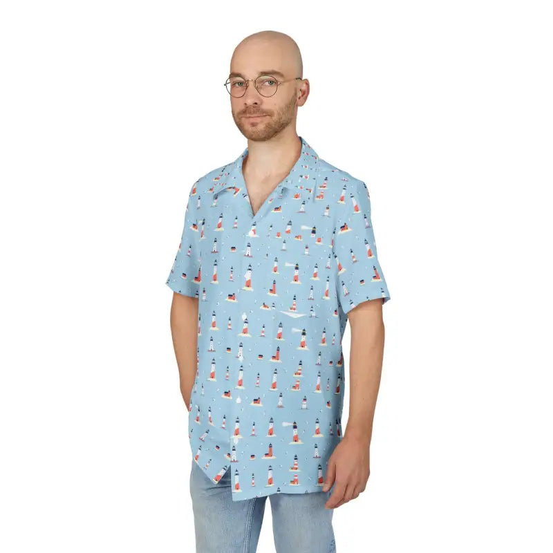 Ocean State Styles Hawaiian Shirt Lighthouse Pattern
