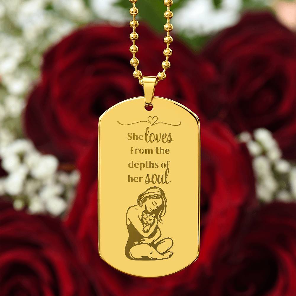 Loving Soul Engraved Dog Tag Necklace