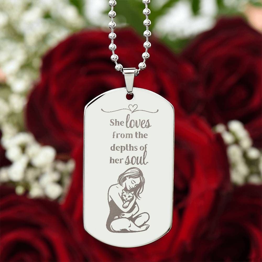 Loving Soul Engraved Dog Tag Necklace