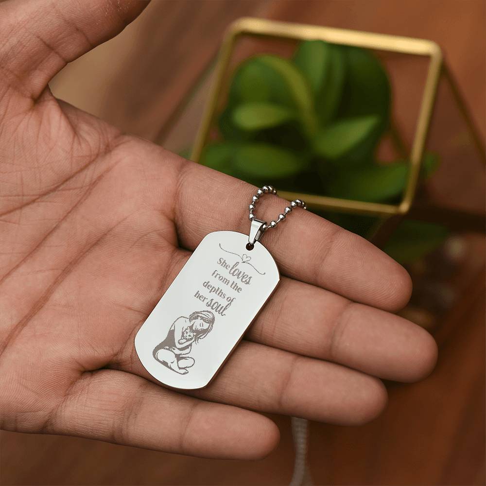 Loving Soul Engraved Dog Tag Necklace