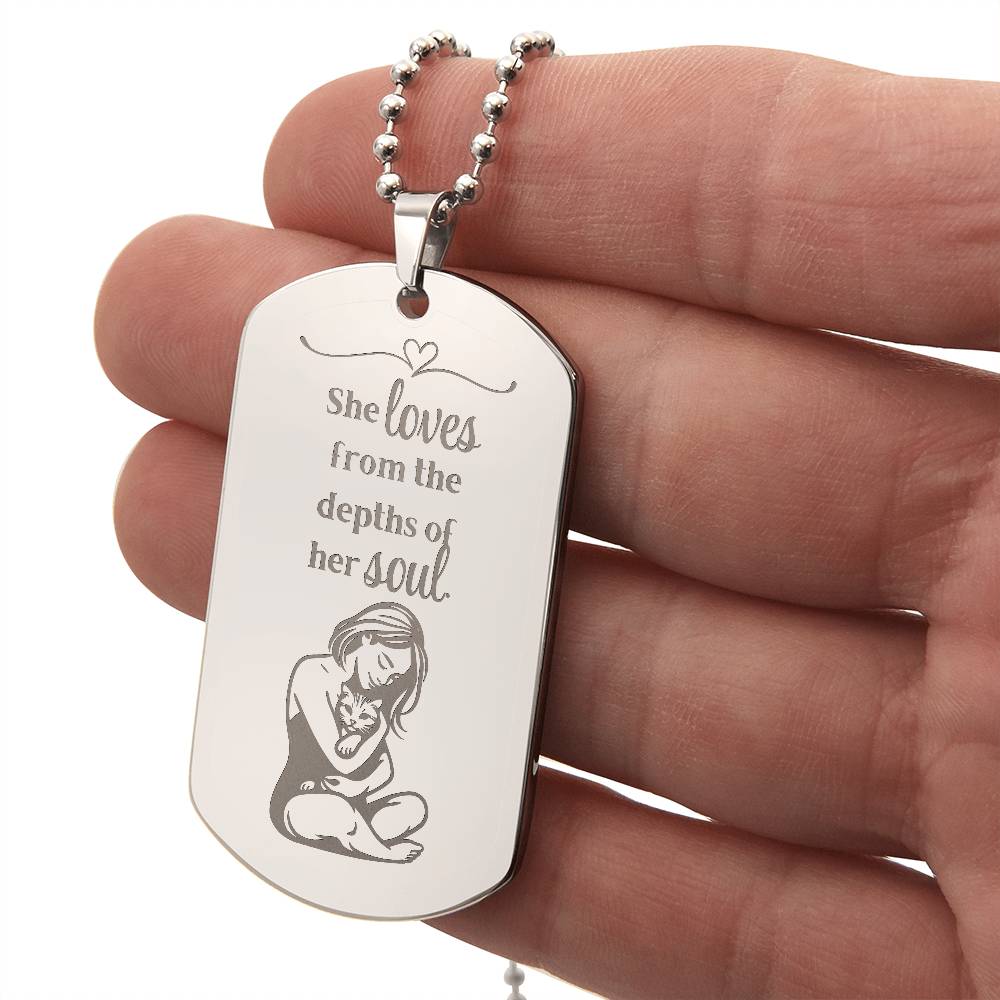 Loving Soul Engraved Dog Tag Necklace