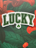 Lucky Shamrock Vinyl Sticker, 3.0” x 1.6”