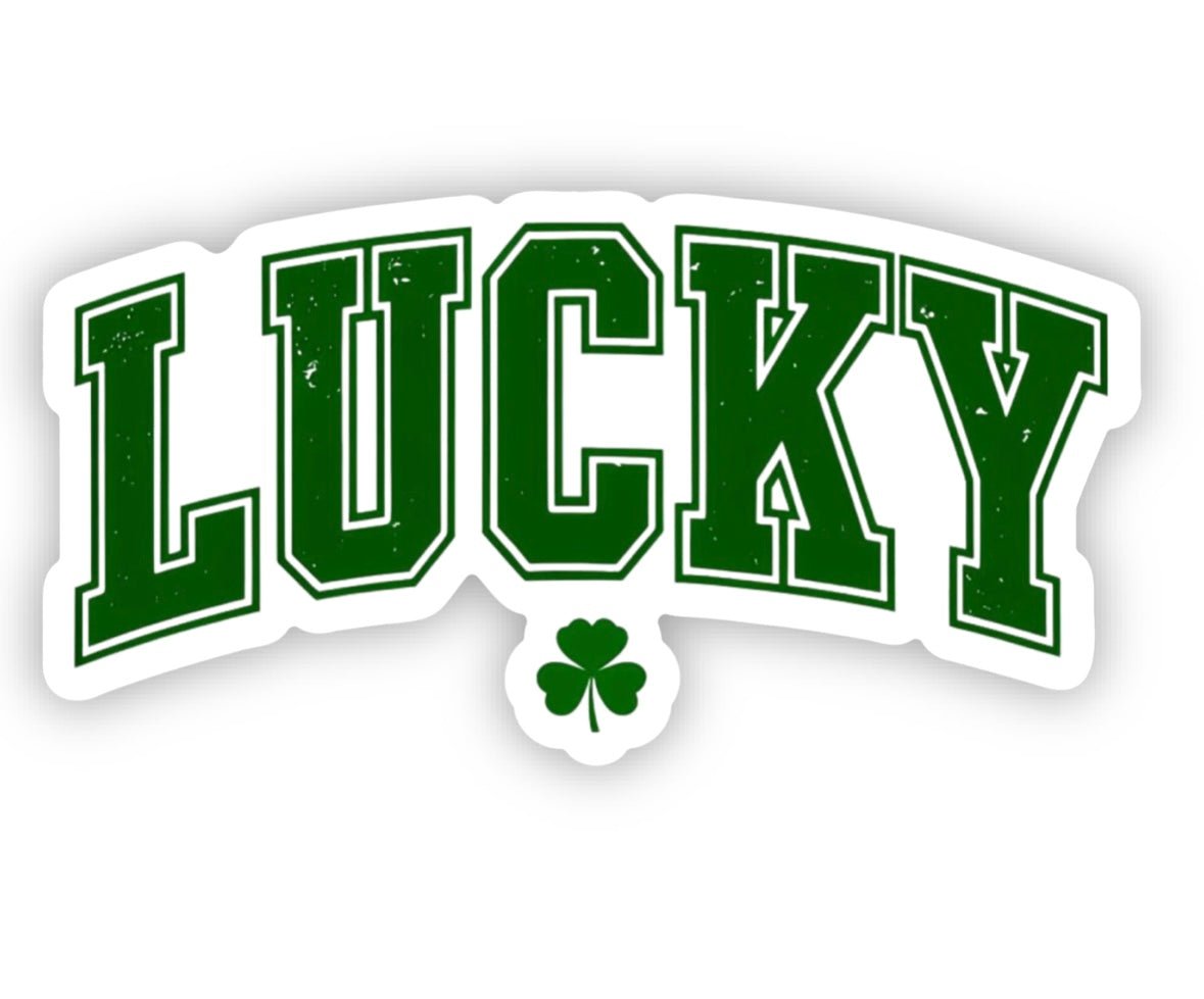 Lucky Shamrock Vinyl Sticker, 3.0” x 1.6”
