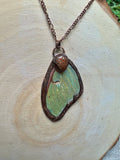 Luna Moth Wing and Sunstone Necklace