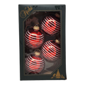 Krebs Value Glass Ornament 4 pack - Red with White Stripe
