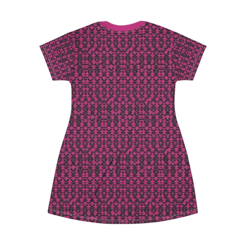 Ocean State Styles T Shirt Dress Magenta Patterned Polyester