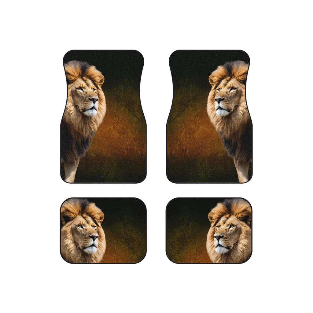 Majestic Lion Car Mats Set of 4 - Animal Print Auto Accessories for Car Enthusiasts