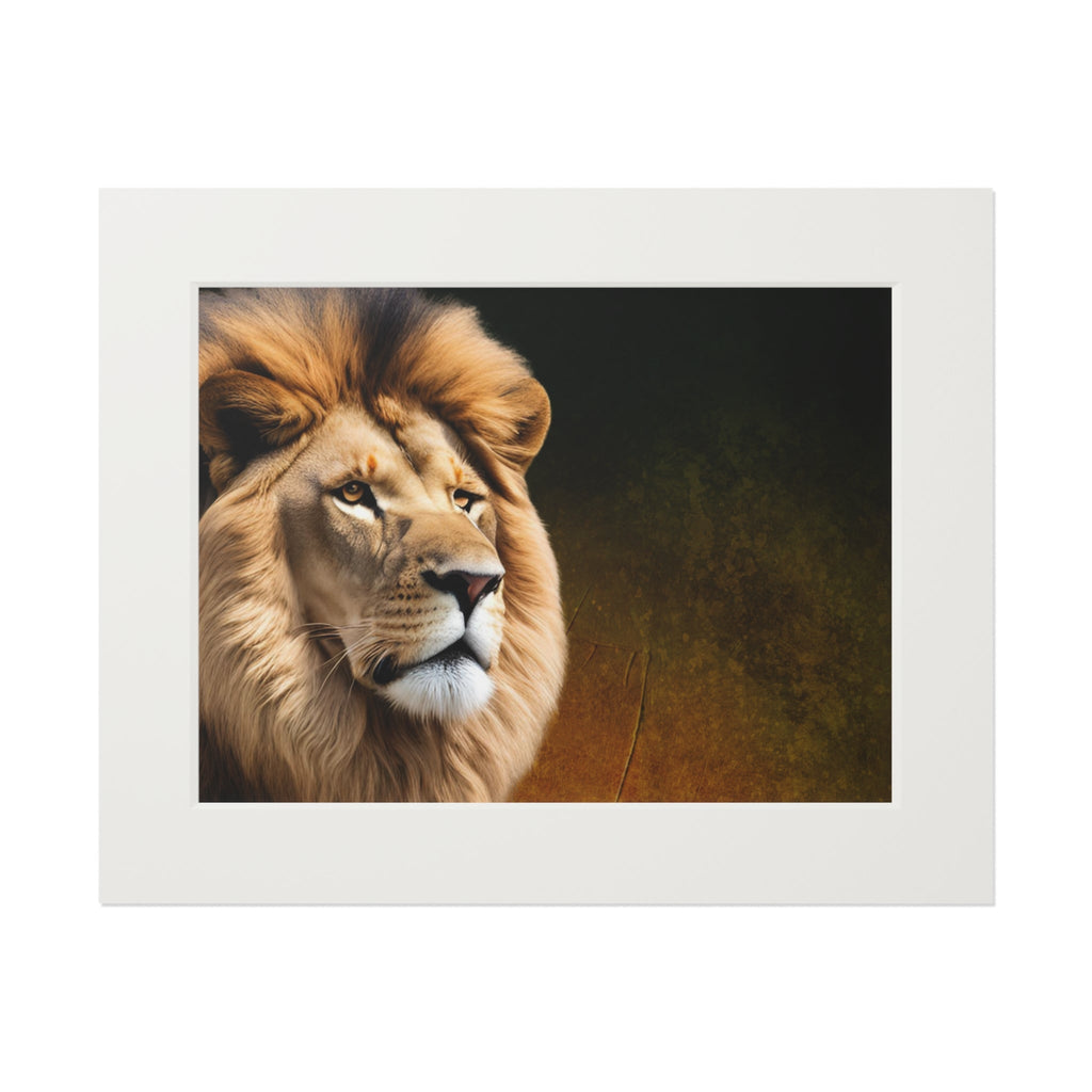 Majestic Lion Fine Art Print with Passepartout Frame