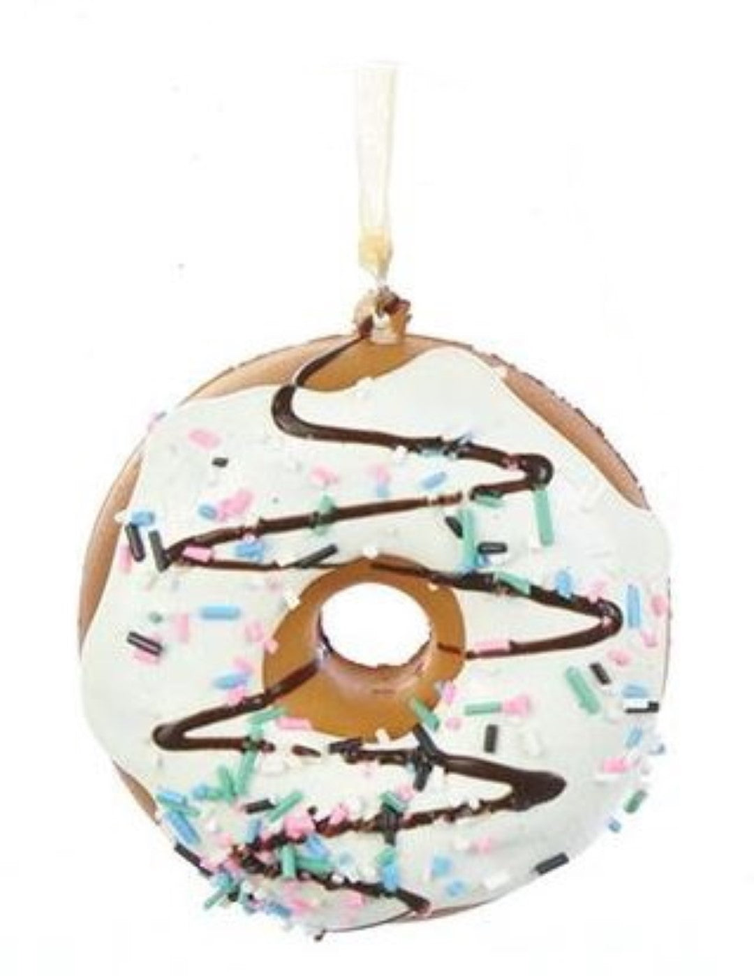 Foam Donut Ornament - Vanilla with Chocolate
