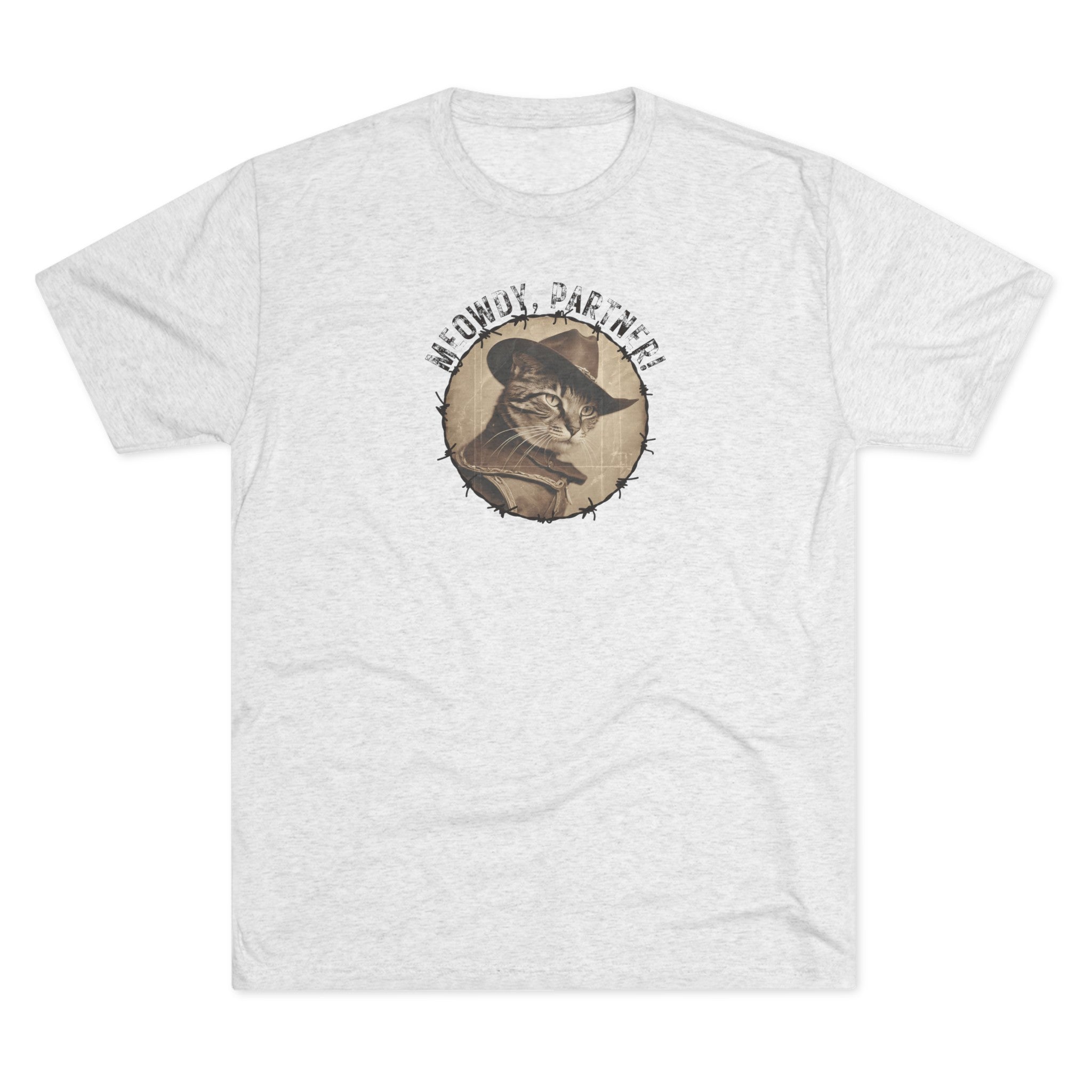 Meowy Partner Tri-Blend Tee – Funny Cowboy Cat Western Shirt