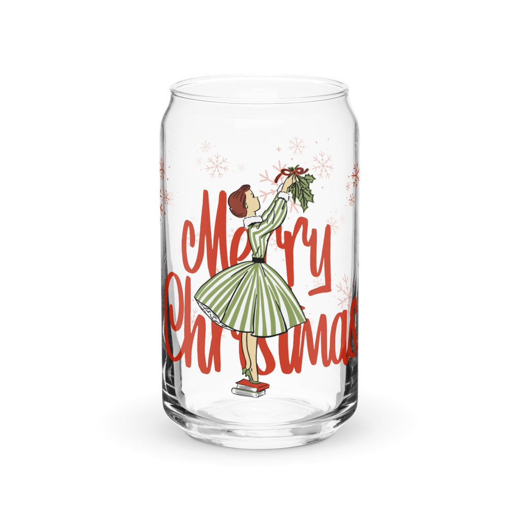 Merry Christmas Retro 16 oz. Glass Cup