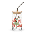 Merry Christmas Retro 16 oz. Glass Cup