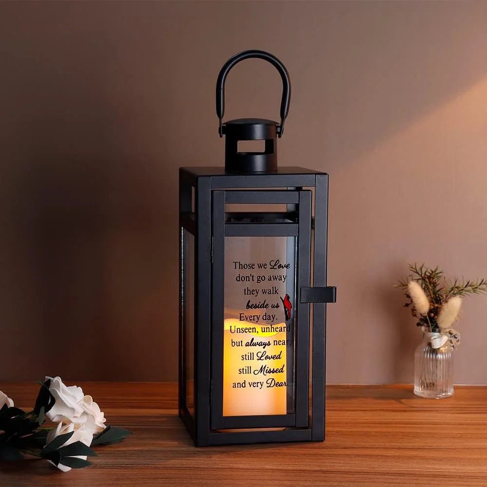 12''H Memorial Lantern (Matte Black)