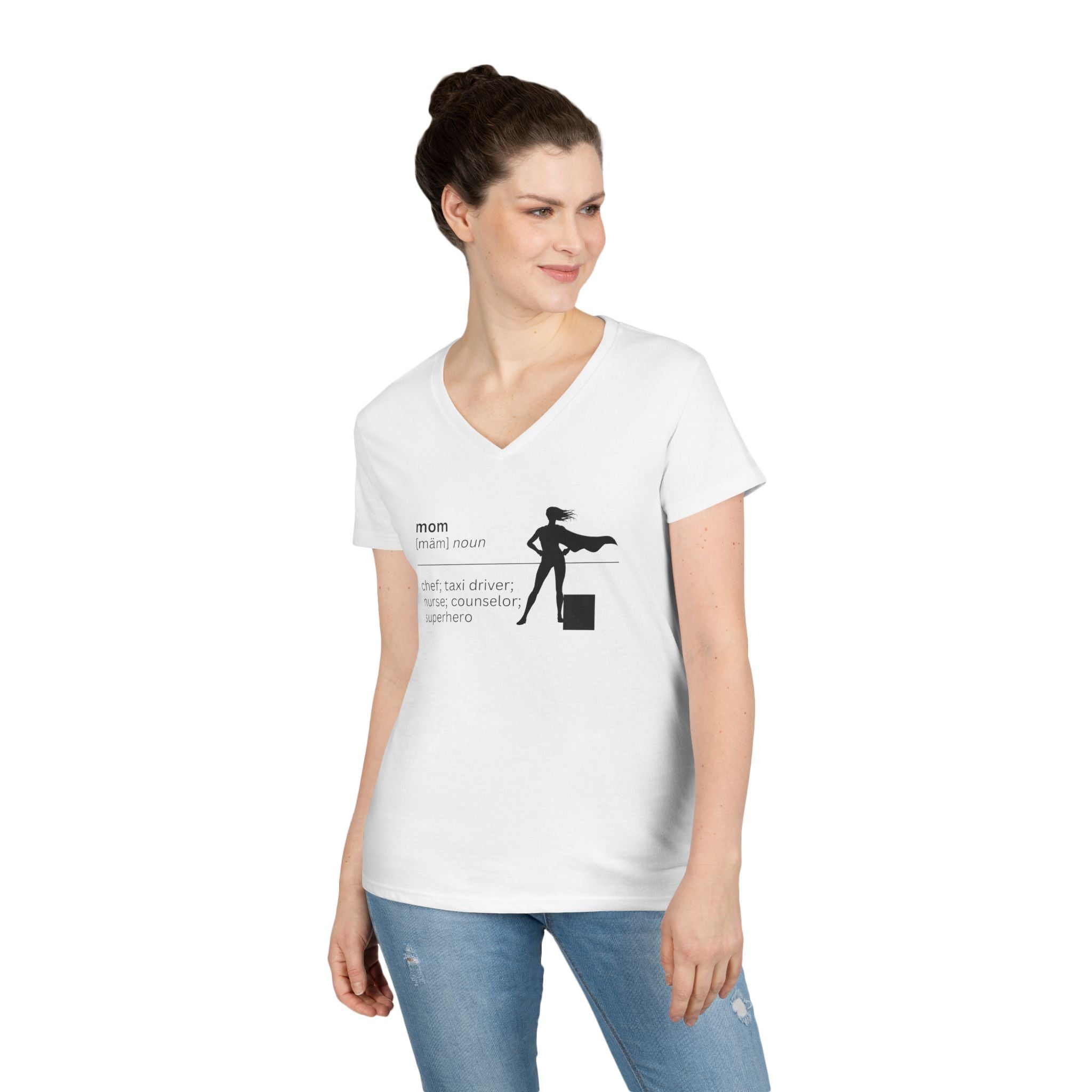 Mom Definition V-Neck T-Shirt - Superhero