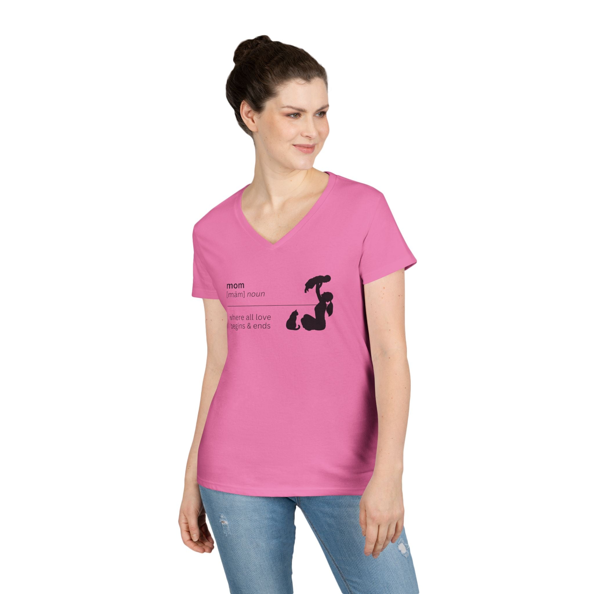 Mom Definition V-Neck T-Shirt - Where Love Begins