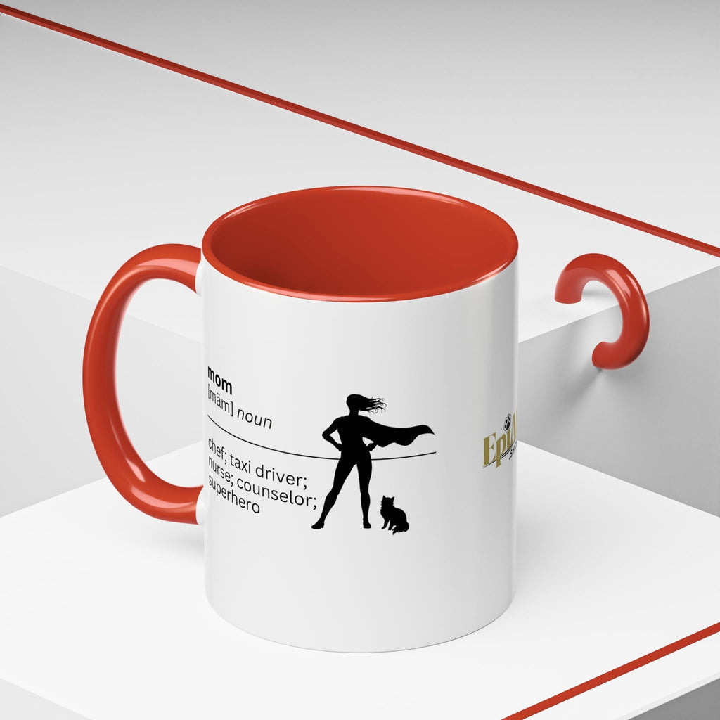 Mom Superhero Accent Coffee Mug - Perfect Gift for Moms