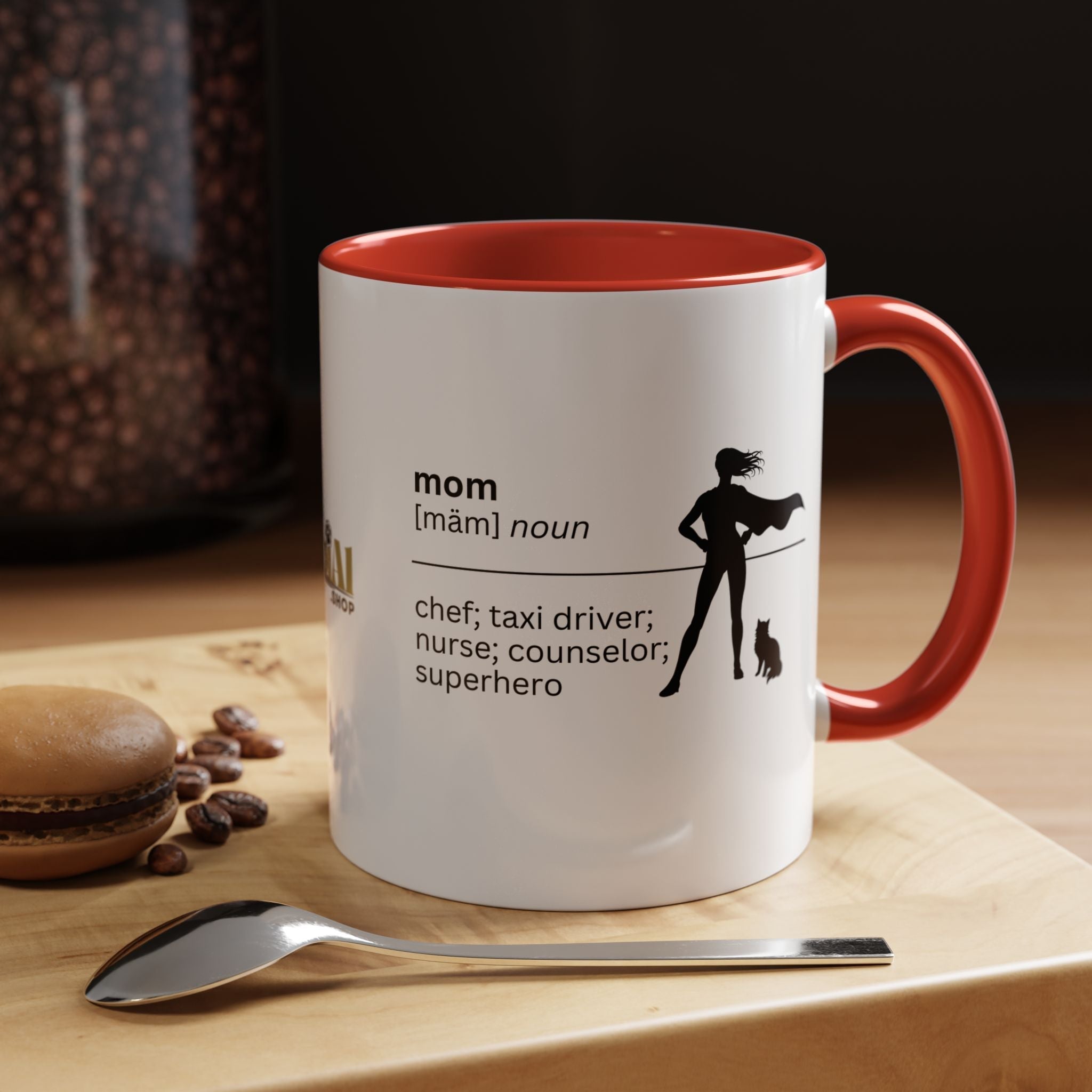 Mom Superhero Accent Coffee Mug - Perfect Gift for Moms