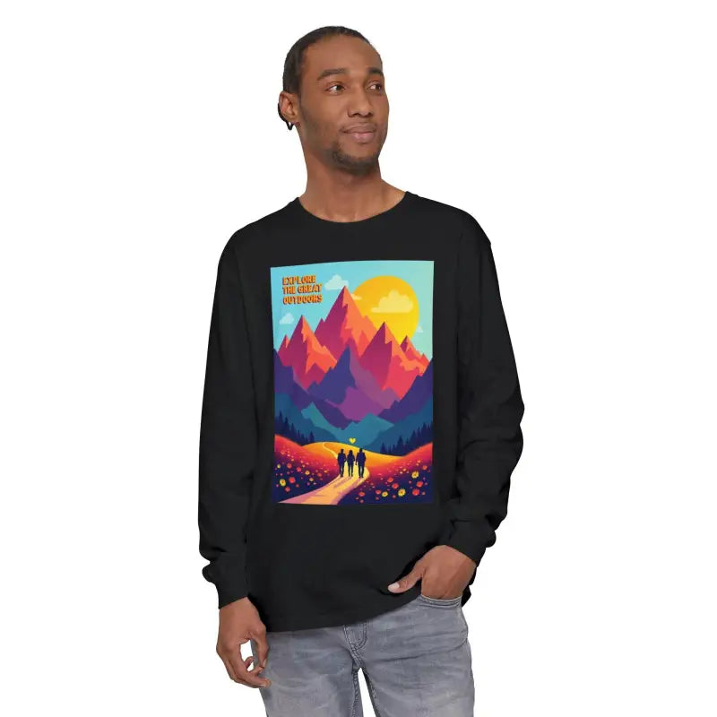 Ocean State Styles Long Sleeve Shirt Mountain Graphic Cotton