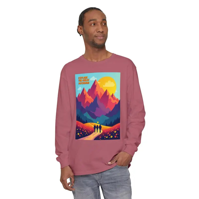 Ocean State Styles Long Sleeve Shirt Mountain Graphic Cotton