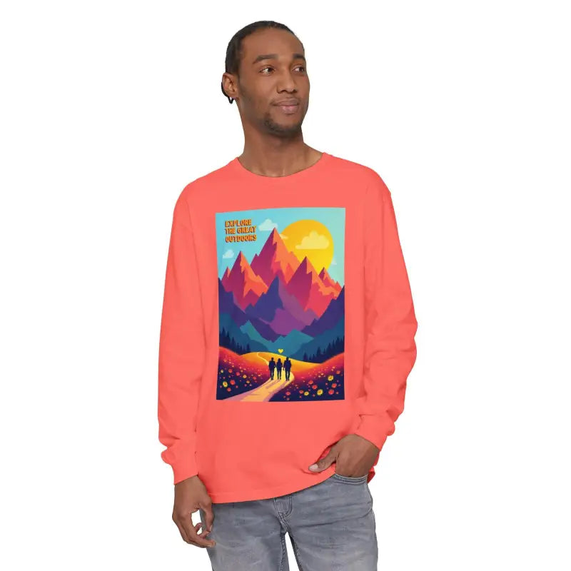 Ocean State Styles Long Sleeve Shirt Mountain Graphic Cotton