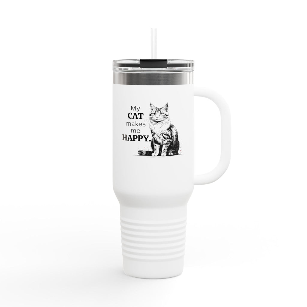 Cat Makes Me Happy Insulated Mug, 40oz