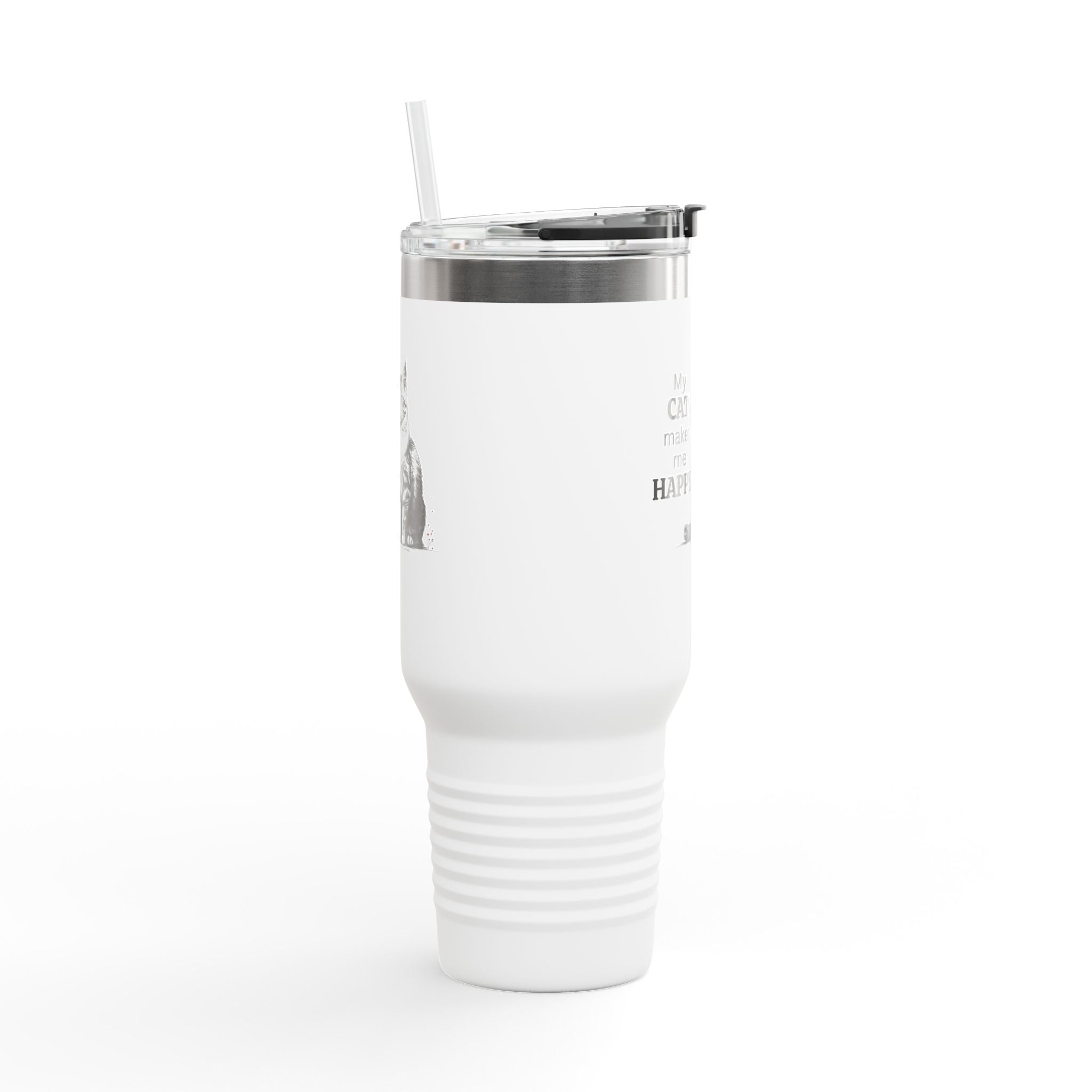 Cat Makes Me Happy Insulated Mug, 40oz